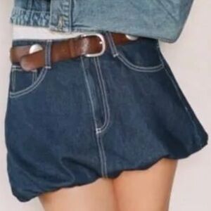 Zara Dark Blue bubble Denim mini Skirt